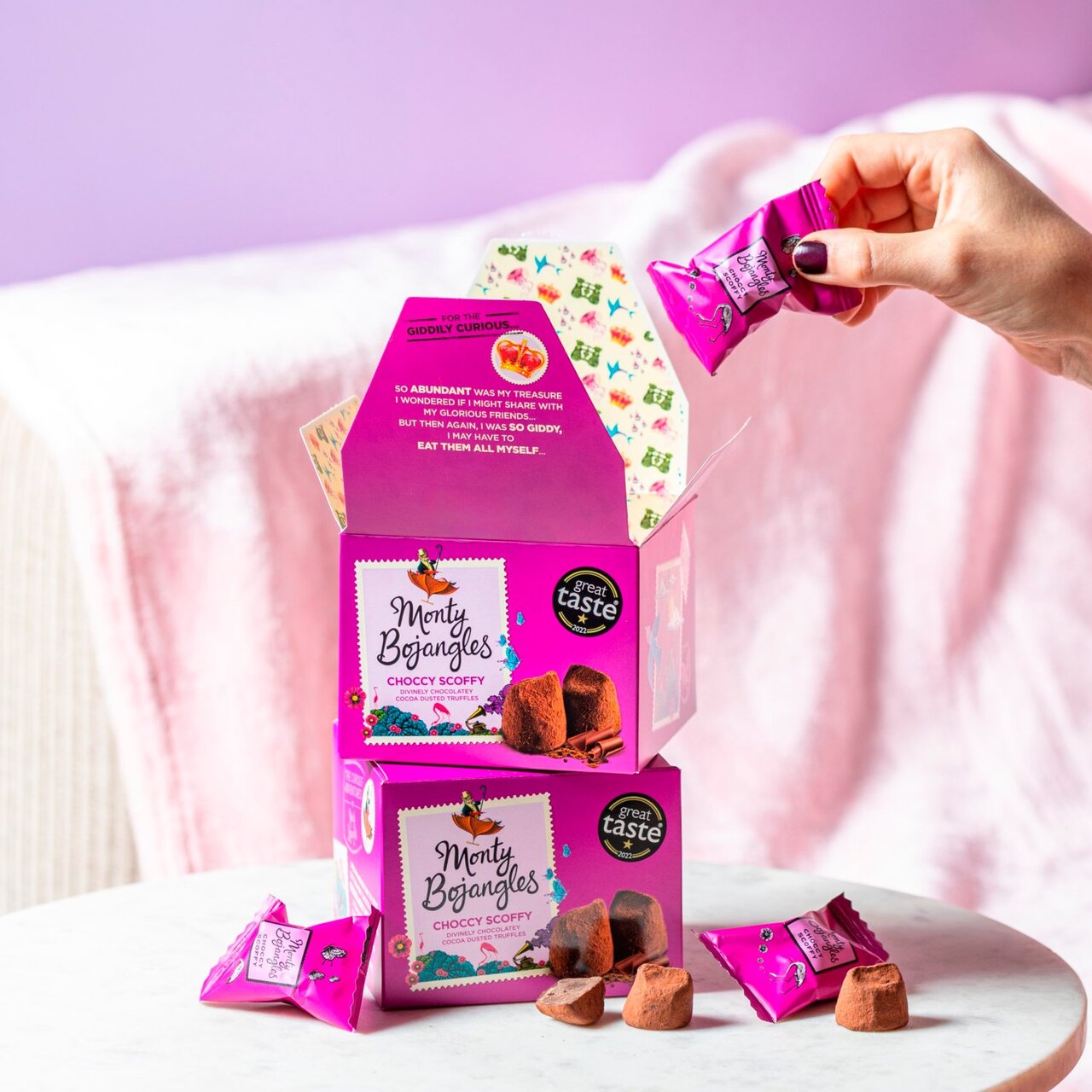 Monty Bojangles Choccy Scoffy Gift Box of chocolatey flavoured Cocoa Dusted Truffles (150g)