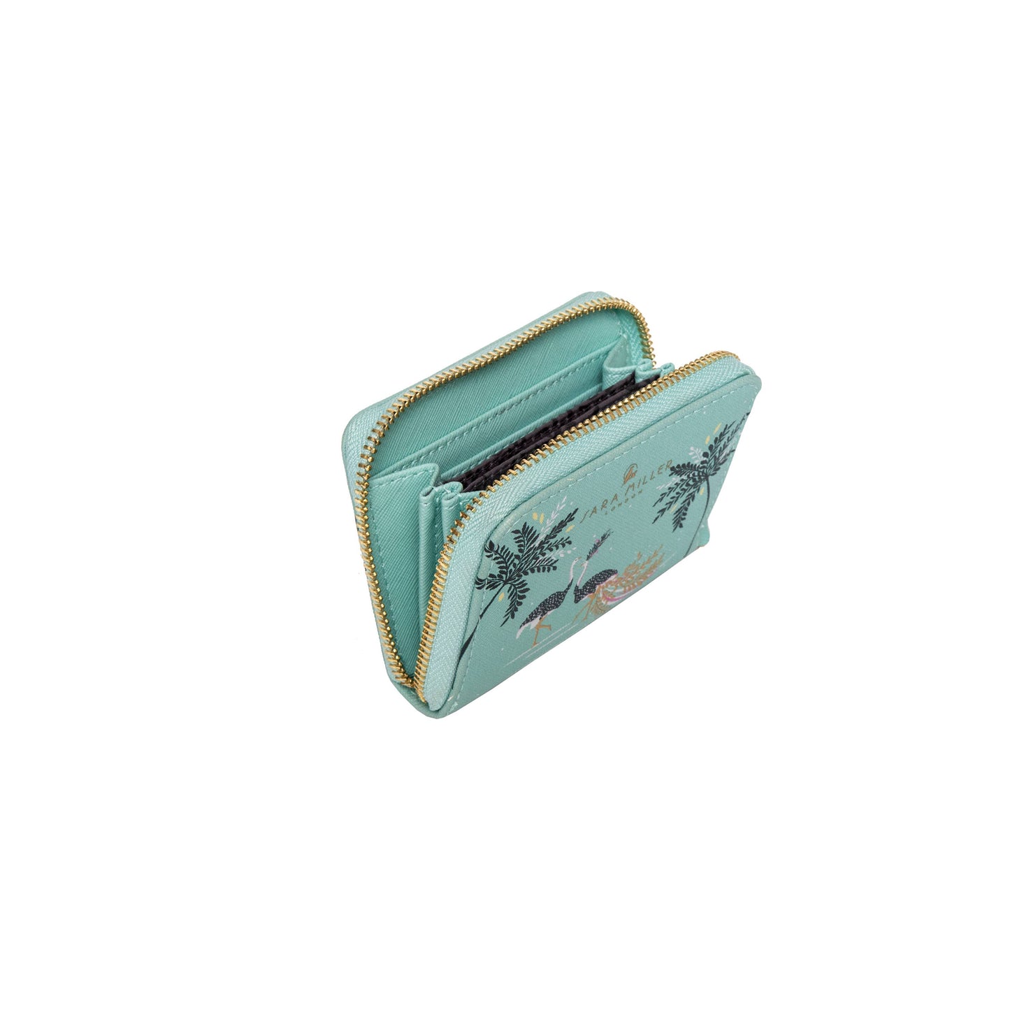 Sara Miller Zip Purse (Large): Black Botanic