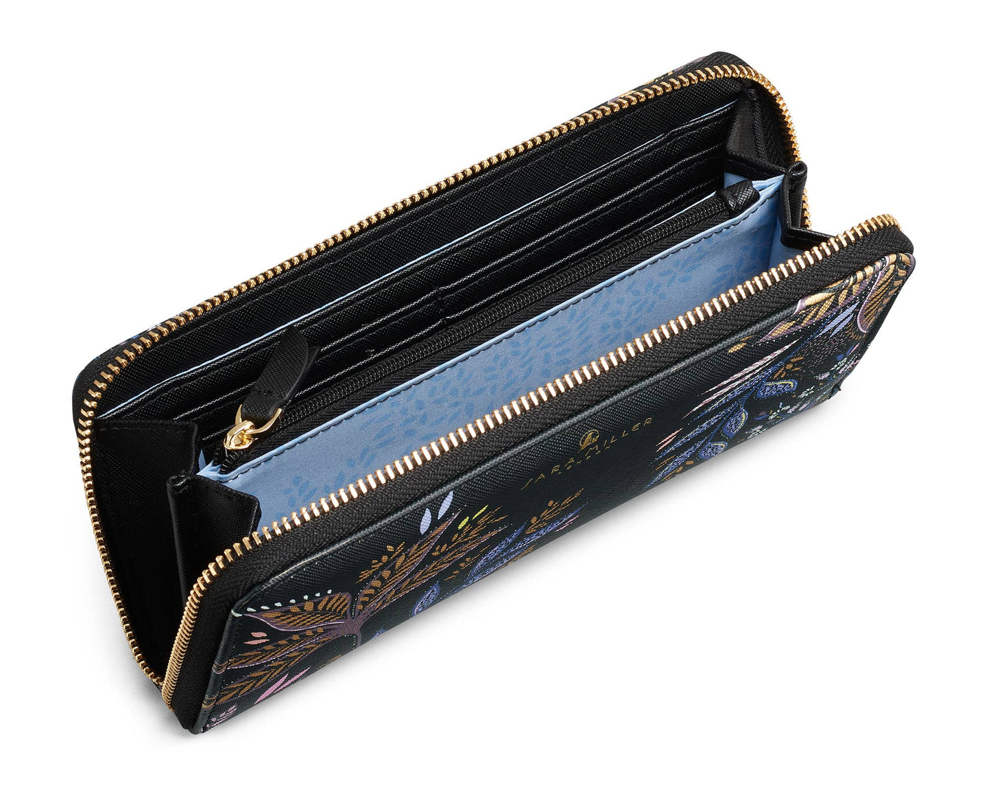 Sara Miller Zip Purse (Large): Black Botanic