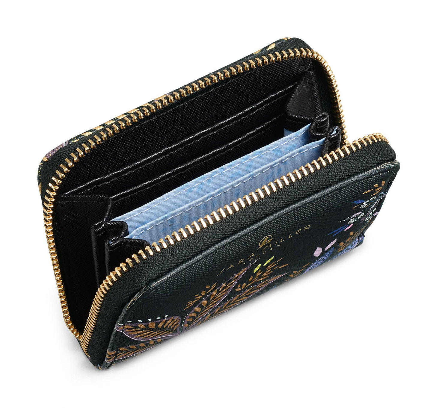 Sara Miller Zip Purse (Large): Black Botanic