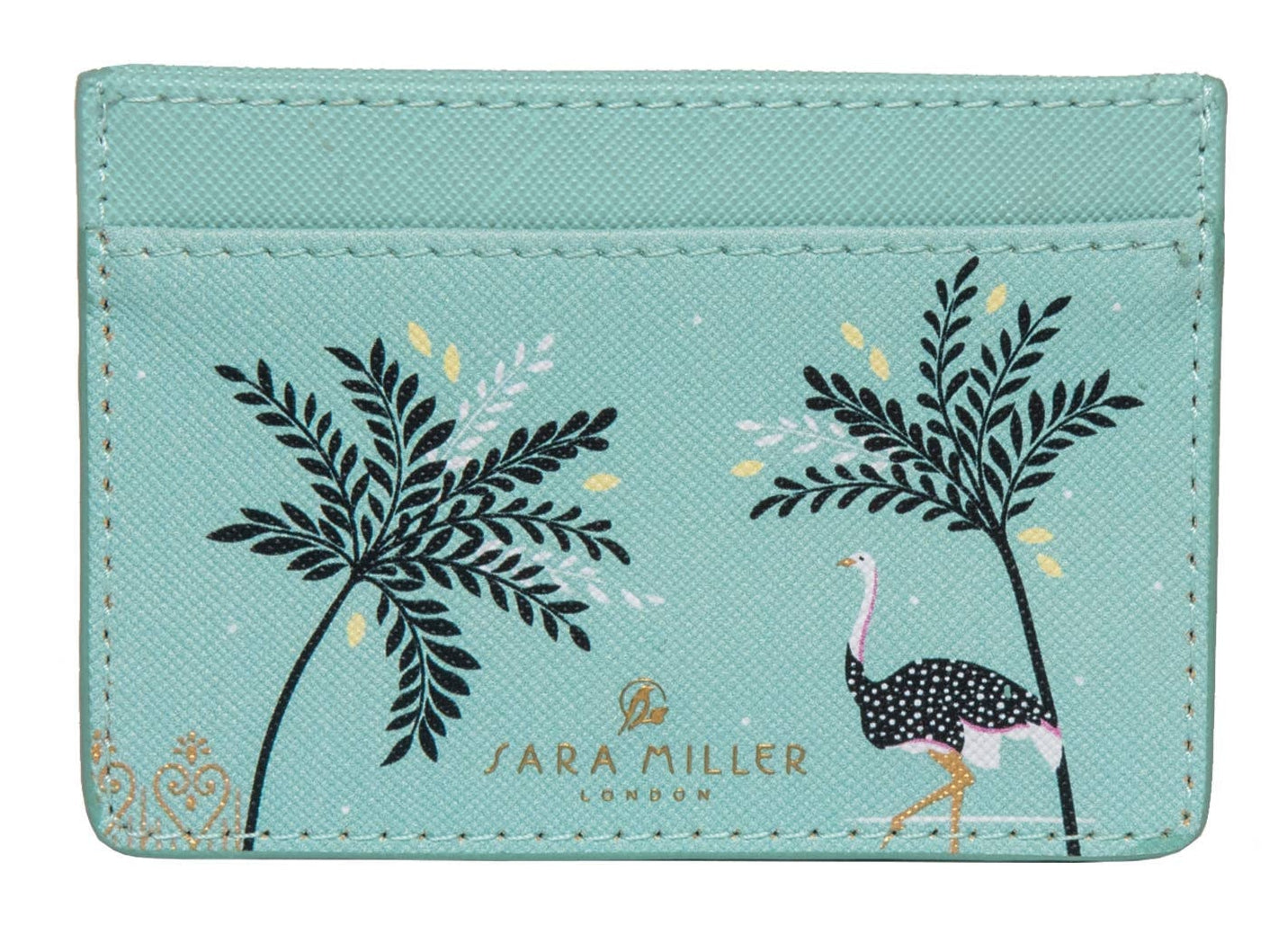 Sara Miller Credit Card Holder: Ostrich Mint