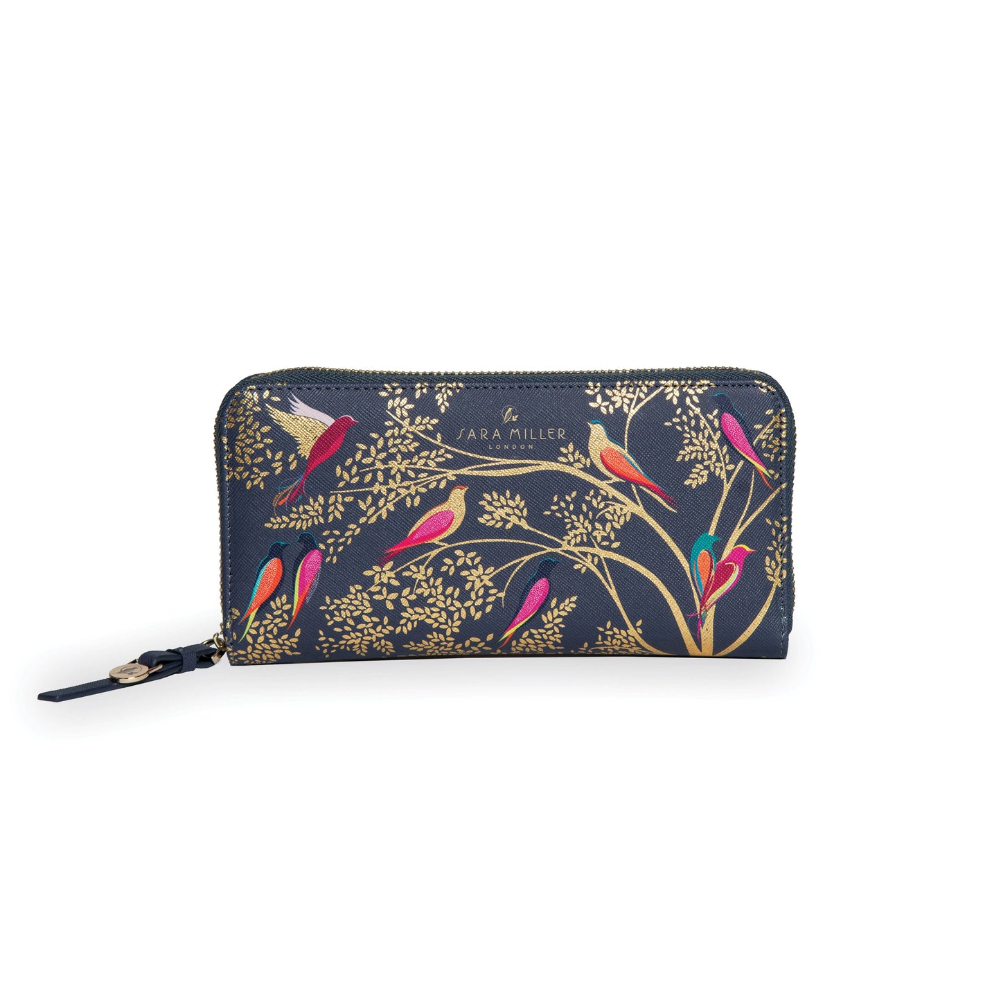 Sara Miller Zip Purse (Large): Black Botanic