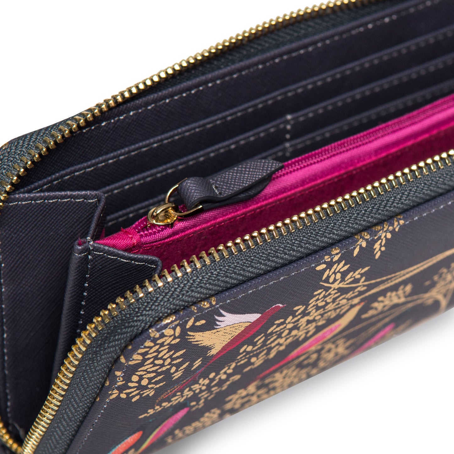 Sara Miller Zip Purse (Large): Black Botanic