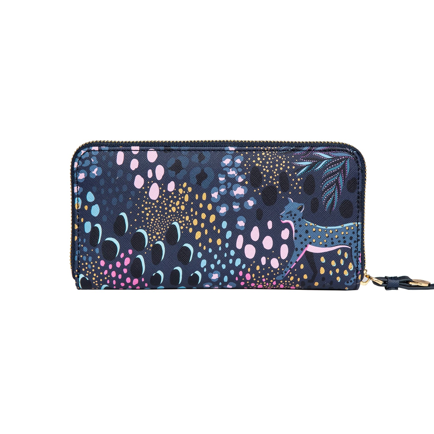 Sara Miller Zip Purse (Large): Black Botanic