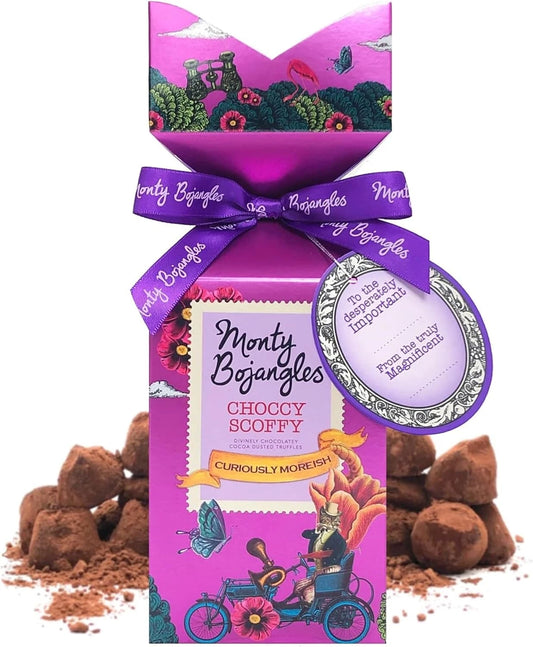 Monty Bojangles Choccy Scoffy Tip Top Carton of Chocolatey Cocoa Dusted Truffles (150g)