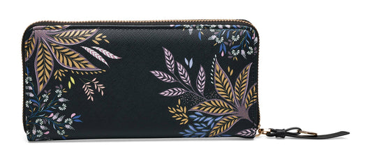 Sara Miller Zip Purse (Large): Black Botanic