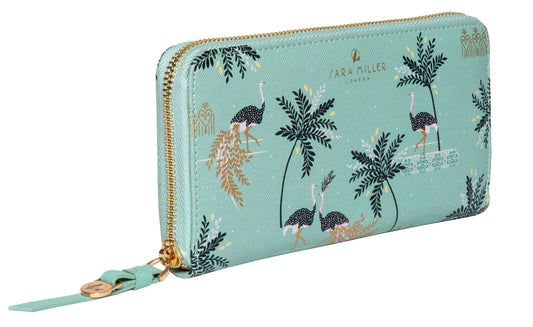 Sara Miller Zip Purse (Large): Ostrich Mint