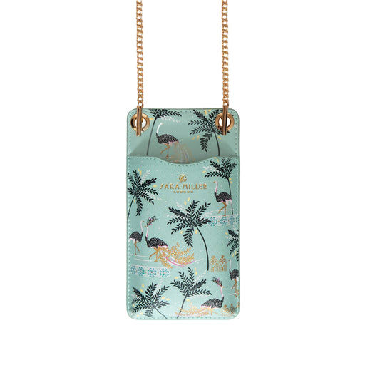 Sara Miller Phone Pouch: Ostrich Mint