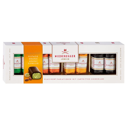 Niederegger Assorted Dark Chocolate Covered Marzipan Mini Loaves in Gift Box (100g)